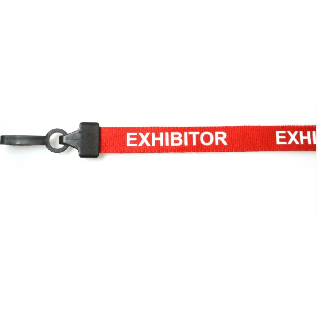 15mm Pre-Printed EXHIBITOR Lanyard with Black Plastic Clip