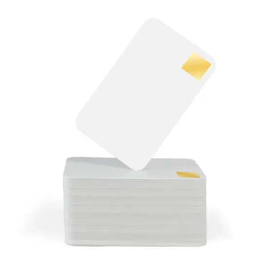 Plain White PVC Cards with Gold Holopatch - Pack of 100