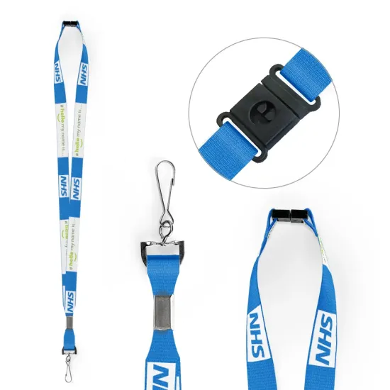 15mm Printed Lanyard NHS Hello My Name is with Metal Dog Clip (Pack of 10)