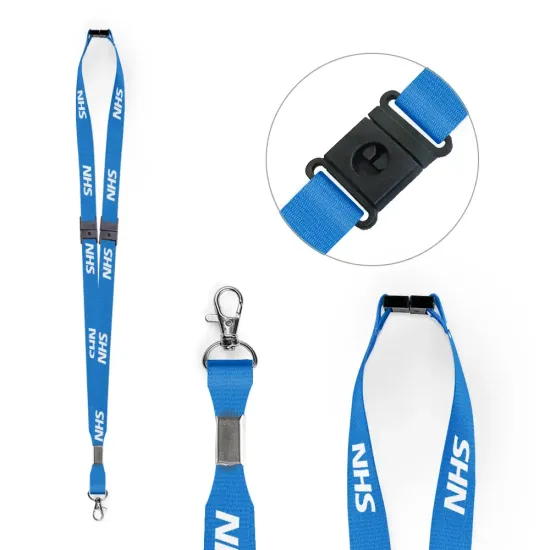 15mm Pre-Printed NHS Lanyard with Triple Breakaway and Metal Clip (Pack of 100)