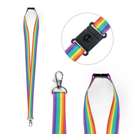 20mm Polyester Lanyards Rainbow Striped